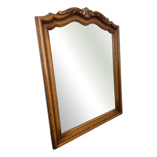 Vintage French Style Wall Mirror in Carved Oak For Sale