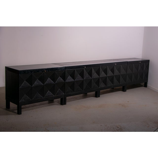 Brutalist Ebonized Sideboard by J. Batenburg for Mi Belgium, 1960s, Set of 3 For Sale - Image 15 of 15