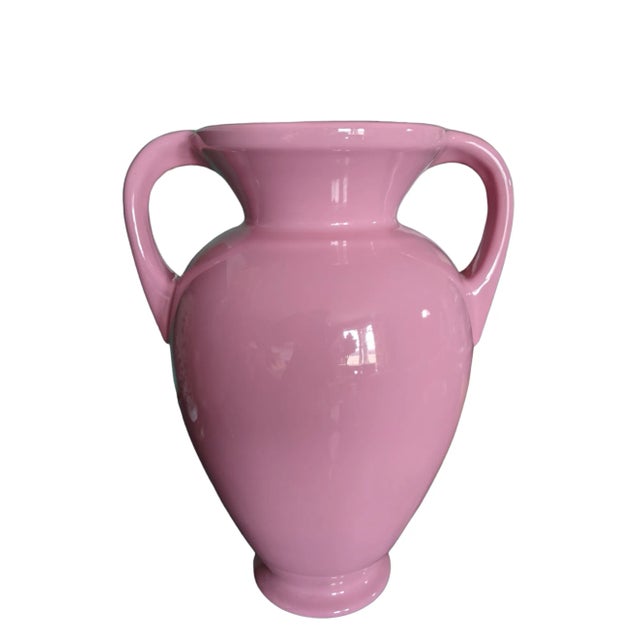 1980s Postmodern Pink Urn Vessel With Handles For Sale - Image 11 of 11