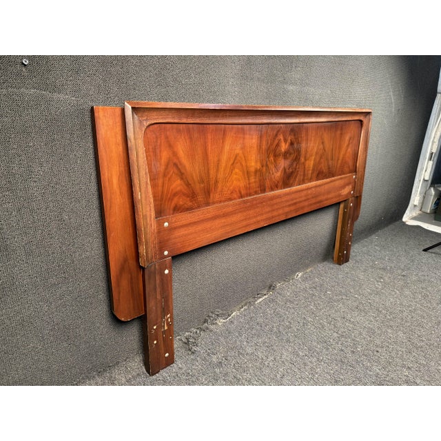 Mid-Century Modern Vintage Walnut & Elm Kent Coffey Headboard For Sale - Image 3 of 12