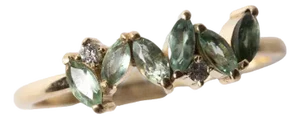 Green Tourmaline and Diamond Ring in 14k Gold