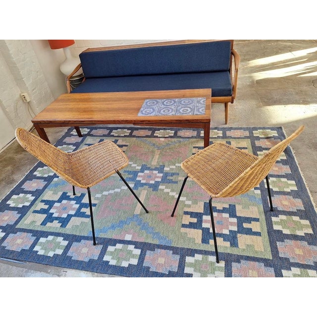 Mid-Century Swedish Wool Flatweave Rug with Geometric Design For Sale - Image 11 of 12