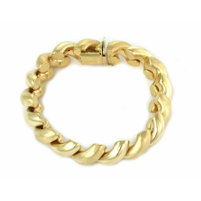 Contemporary Mid 20th Century San Marco Italy 14k Yellow Gold Macaroni Link Bracelet For Sale - Image 3 of 8