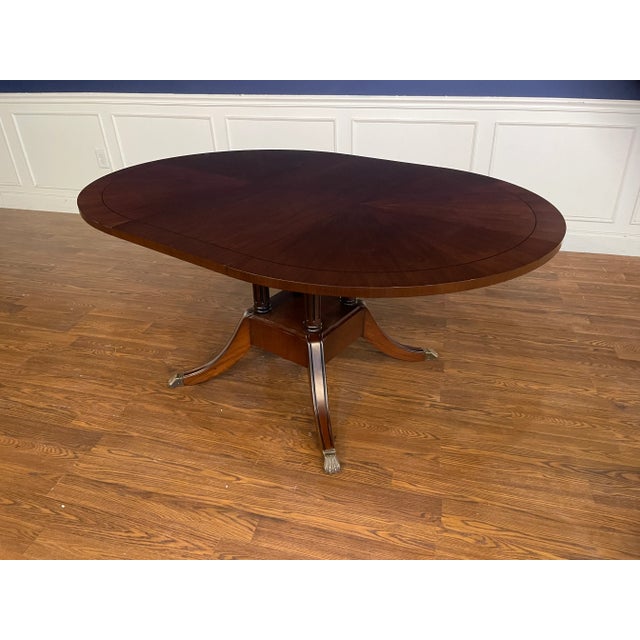Round Walnut Georgian Style Pedestal Dining Table by Leighton Hall Made-To-Order For Sale - Image 10 of 10