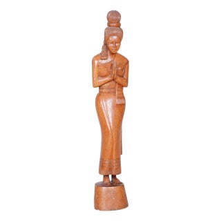 Asian Sculpture in Lacquered Wood, 1950s For Sale