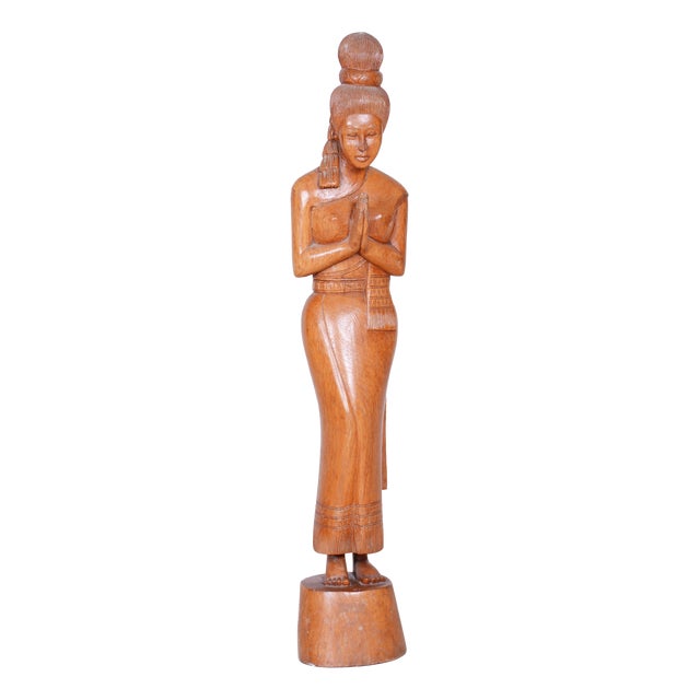 Asian Sculpture in Lacquered Wood, 1950s For Sale