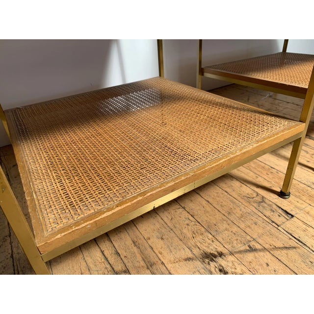 Vintage Paul McCobb Calvin Milk Glass and Cane End Tables - A Pair For Sale - Image 11 of 11