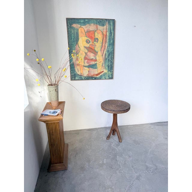 Folk Art Tripod Stand in Woven Straw, 1950s For Sale - Image 6 of 18