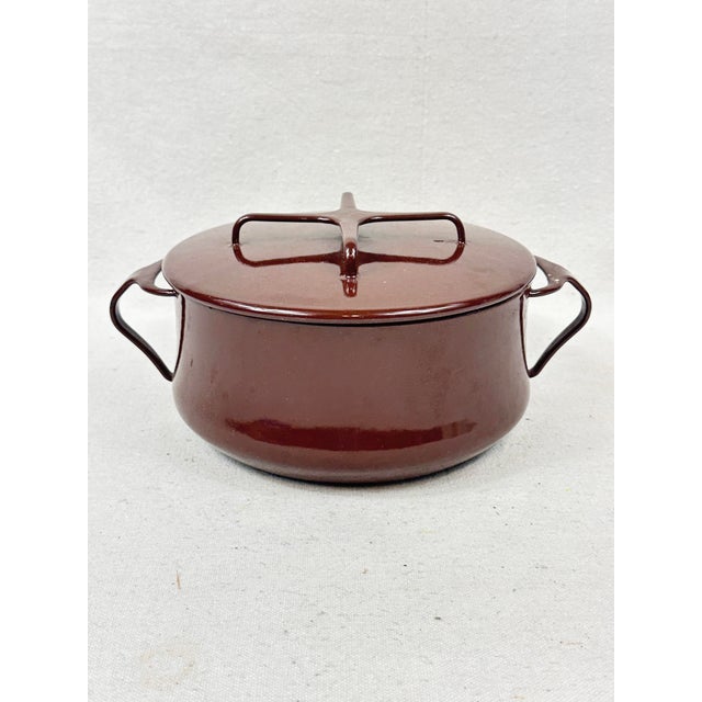 Mid-Century Modern Vintage MCM Dansk Kobenstyle Chocolate Brown Enamel Casserole Dish / Dutch Oven For Sale - Image 3 of 6