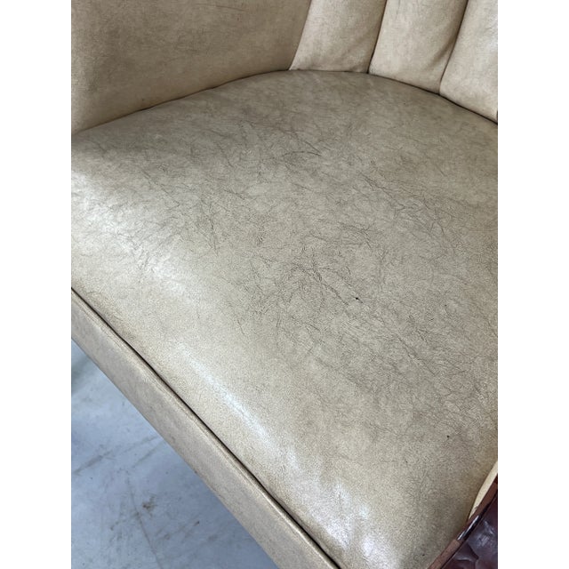 Vintage Cream Channel Back Wing Chair For Sale - Image 4 of 8