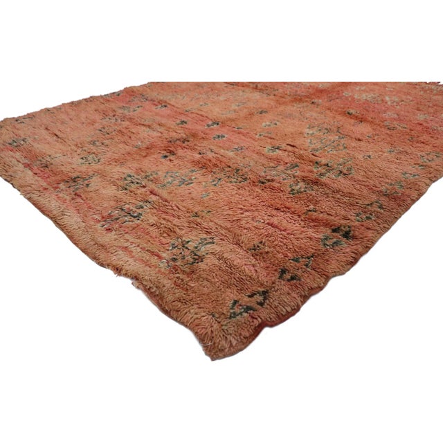 21472 Vintage Red Boujad Moroccan Rug, 04'10 x 06'06. A Boujad rug is a type of traditional handwoven Moroccan rug that...