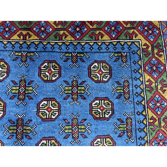 5'1" X 6'5" Blue Turkmen Mori Gul Geometric Rug For Sale - Image 6 of 17