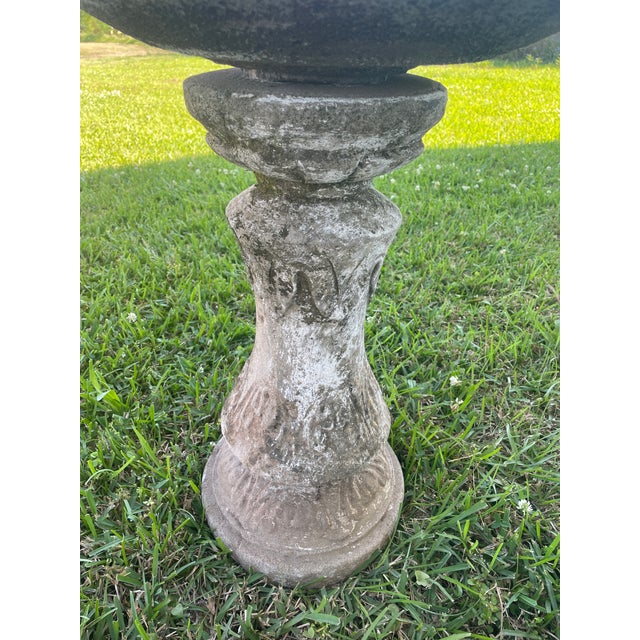Sculpture Materials Mid-Century Scalloped Cast Stone Birdbath - Asheville Nc Estate Rescue For Sale - Image 7 of 8