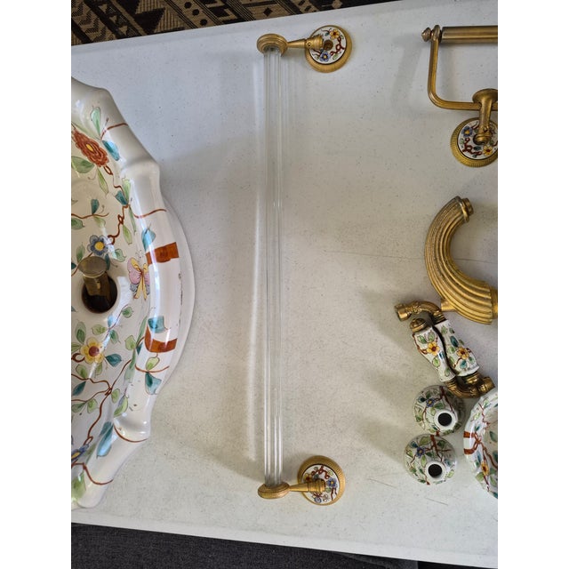 Metal Sherle Wagner Handpainted Sink and Accessories For Sale - Image 7 of 17