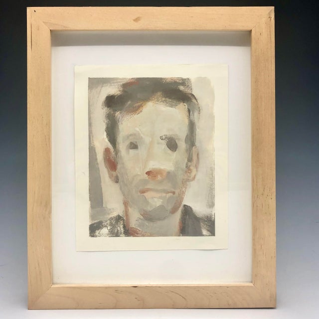 Animated cartoon comic--like portrait oil painting on paper by Matt Straub. Signed on back by artist. Offered framed....