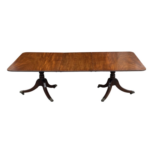 Early 19th Century Georgian Mahogany Twin Pedestal Dining Table For Sale