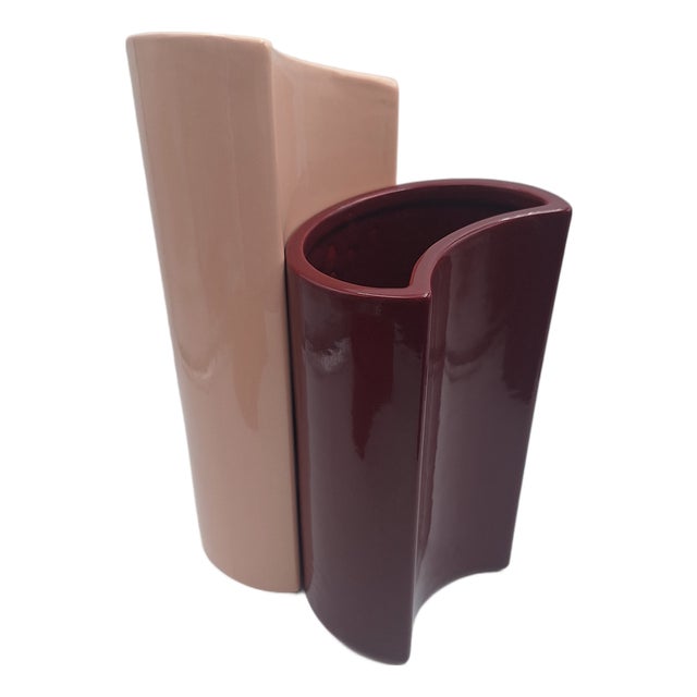 V-Bol Vases in Glazed Clay by Zaven for Zanotta, 1990s, Set of 2 For Sale