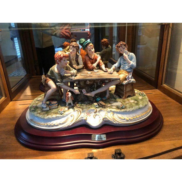 Ceramic 1970s Capodimonte “The Cheats” Italian Porcelain Scene by Cortese For Sale - Image 7 of 7