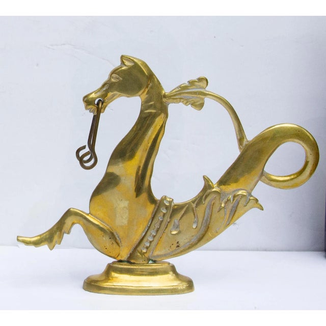 Traditional Pair Venetian Brass Gondola Seahorse For Sale - Image 3 of 3
