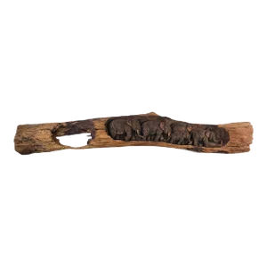Carved Wood Relief Sculpture Elephants Primitive Driftwood Wall Art