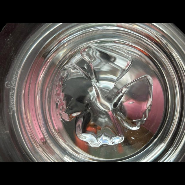 Transparent 1980s Vintage Simon Pearce Large Glass Footed Vase For Sale - Image 8 of 9