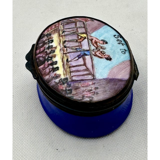 Mid 19th Century 19thC Samson Enamel Boxing “Set To” Patch Trinket Box For Sale - Image 5 of 9