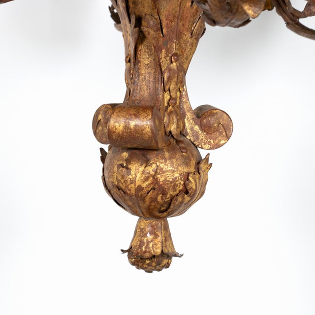 19th Century Late 19th-Century French Gilt Tole Six-Light Chandelier, Circa 1870 For Sale - Image 5 of 10
