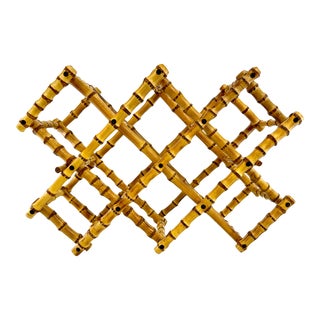 Mid Century 1960's Vintage Burnt Tortoise Bamboo Folding Wine Rack For Sale