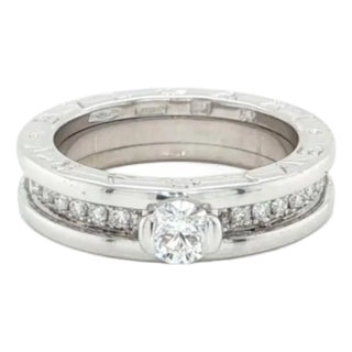 Bvlgari B.zero1 Diamond Solitaire Ring 18k White Gold W/Cert Size 6 / Eu 52 For Sale