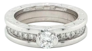 Bvlgari B.zero1 Diamond Solitaire Ring 18k White Gold W/Cert Size 6 / Eu 52