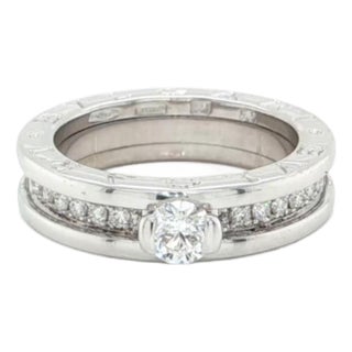 Mid 20th Century Bvlgari B.zero1 Diamond Solitaire Ring 18k White Gold w/Cert Size 6 / EU 52 For Sale