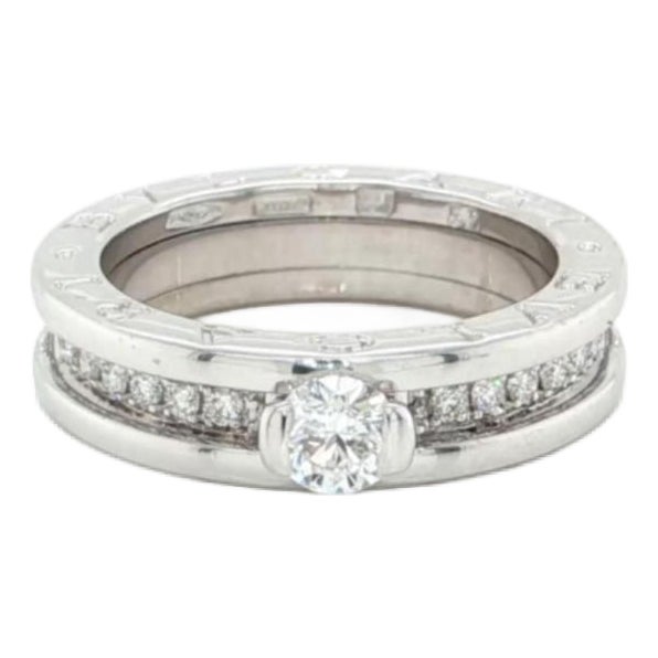 Mid 20th Century Bvlgari B.zero1 Diamond Solitaire Ring 18k White Gold w/Cert Size 6 / EU 52 For Sale