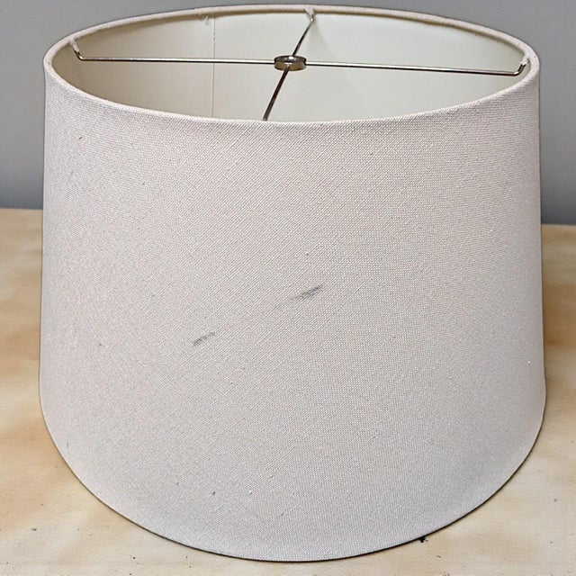 Earth-Toned Mid Century Ceramic Drip Glaze Lamp With Cream Tapered Drum Shaped Shade For Sale - Image 11 of 12