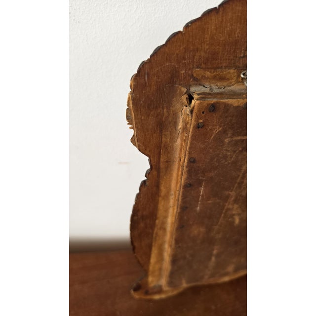 Antique Tramp Art Mirror, Folk Art Carved Wood Mirror, Rustic Americana Wall Decor, Hand Carved Wooden Frame For Sale - Image 10 of 15