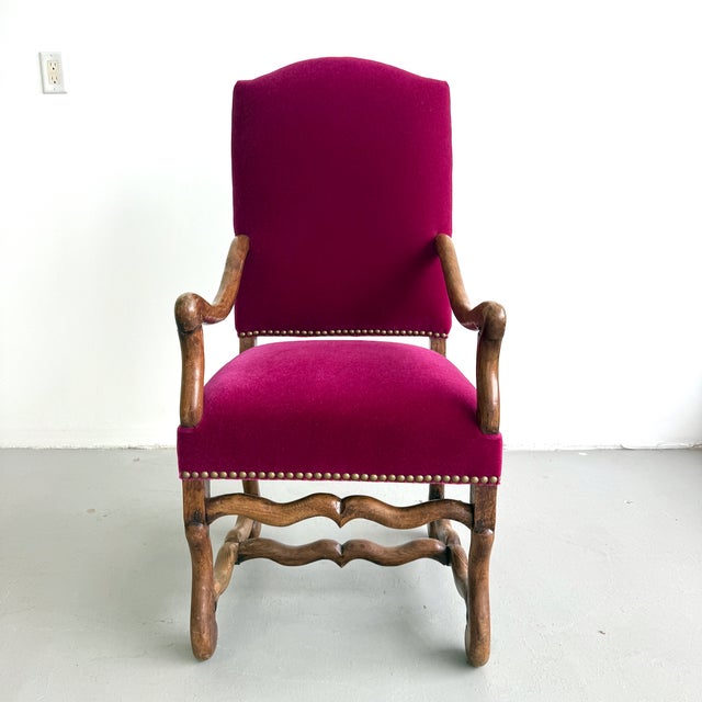 Late 19th Century Louis XIII Style Pair of Os De Mouton Arm Chairs, 1890's. For Sale - Image 5 of 7