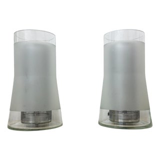 Vintage Table Lamps in Frosted Glass with Diffuser from Ikea, 1980s, Set of 2 For Sale