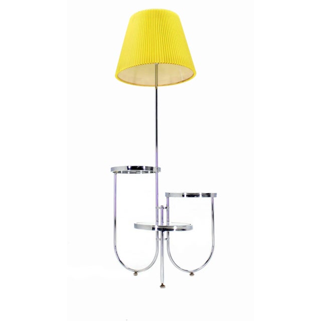 Yellow Vintage Mid Century Chrome Floor Lamp For Sale - Image 8 of 9