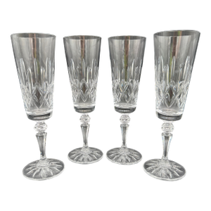 Vintage Baldmore by Galway Champagne Flutes 8 3/8" Cut Crystal Set/4
