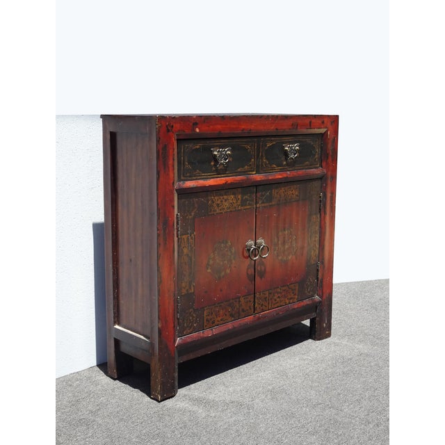 Wood Vintage Hooker Furniture Asian Red Hall Chest ~ Side Table Cabinet For Sale - Image 7 of 17