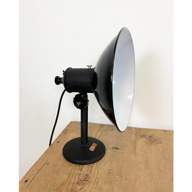 Vintage Industrial Black Enamel Table Lamp, 1950s For Sale - Image 4 of 14