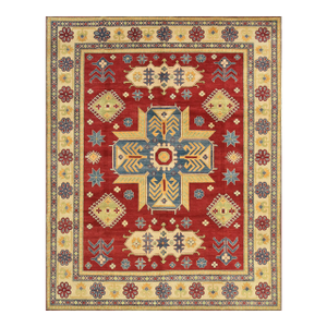 Kazak Rug 8'1'' X 10'1'' Red Wool Tribal Hand-Knotted Oriental Carpet