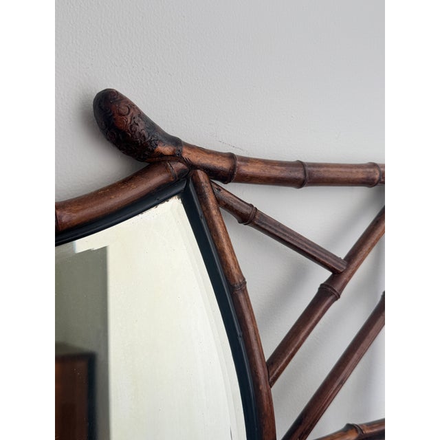 Brown Aesthetic Era Victorian Bamboo Wall Mirror With Japonais Shelf For Sale - Image 8 of 12