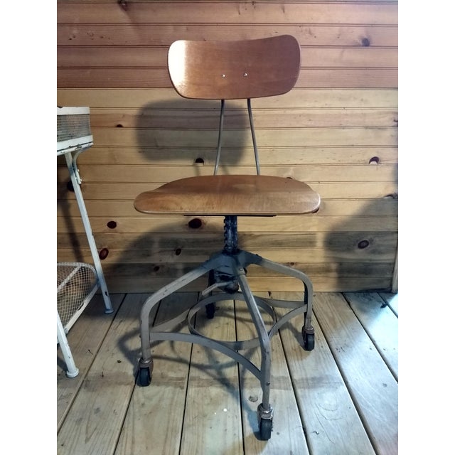 Vintage Toledo Steel And Bentwood Adjustable Industrial Chair Chairish