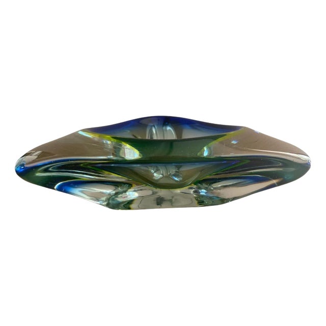 1950s Italian Murano Sommerso Glass Decorative Bowl For Sale