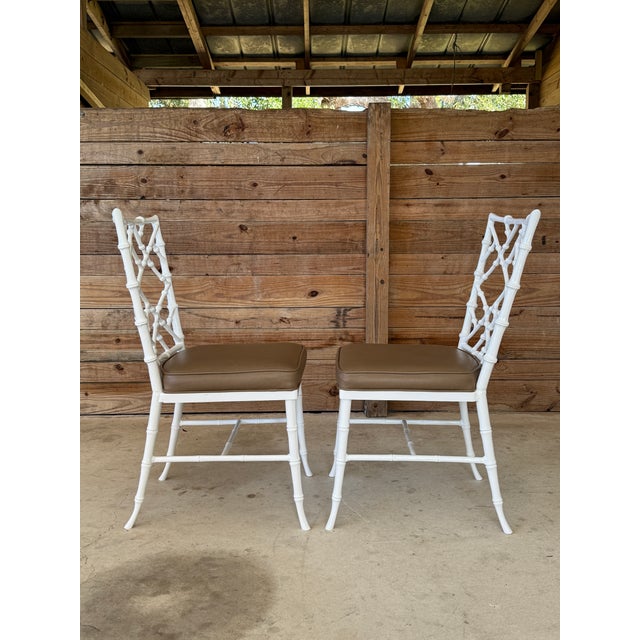 Mid 20th Century Pair of Mid-20th Century Faux Bamboo Side Chairs by Phyllis Morris For Sale - Image 5 of 12