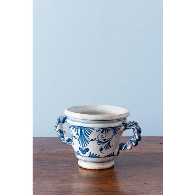 17th Century Nevers Faience Blue and White Jasmine Vases, Set of 2 For Sale - Image 3 of 18