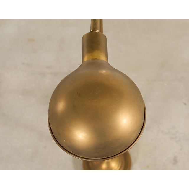 Midcentury Patinated Brass Adjustable Pharmacy Floor Lamp For Sale - Image 14 of 18