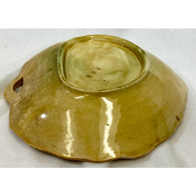 Brown Antique Leaf Shaped Majolica Serving Dish /Plate Decorated With Strawberries & Foliage With Twig Handle - Circa 19th Century For Sale - Image 8 of 11
