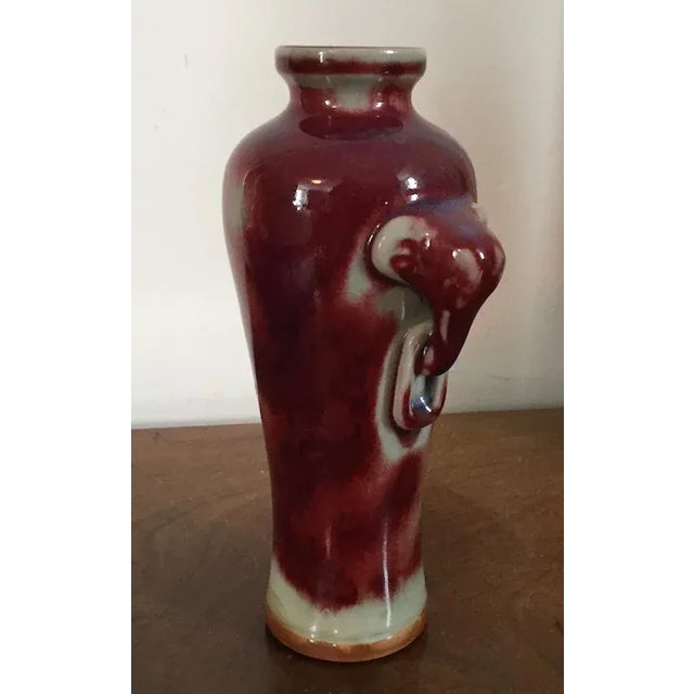 Vintage Chinese Porcelain Baluster Shape Vase with Elephant Ring Handles For Sale - Image 4 of 11