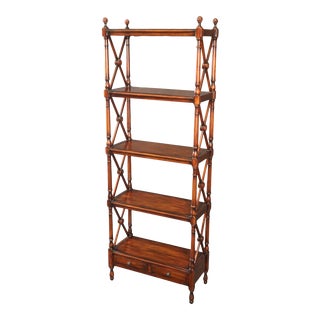 Theodore Alexander Solid Mahogany Directoire Style Etagere Bookshelf Display For Sale